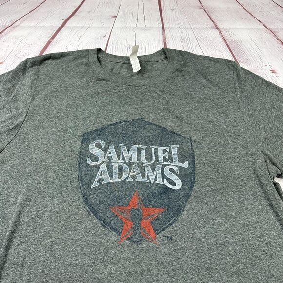 Samuel Adams Shirt Mens Large Gray Beer Advertising Graphic Tee Bella+Canvas - Picture 2 of 9